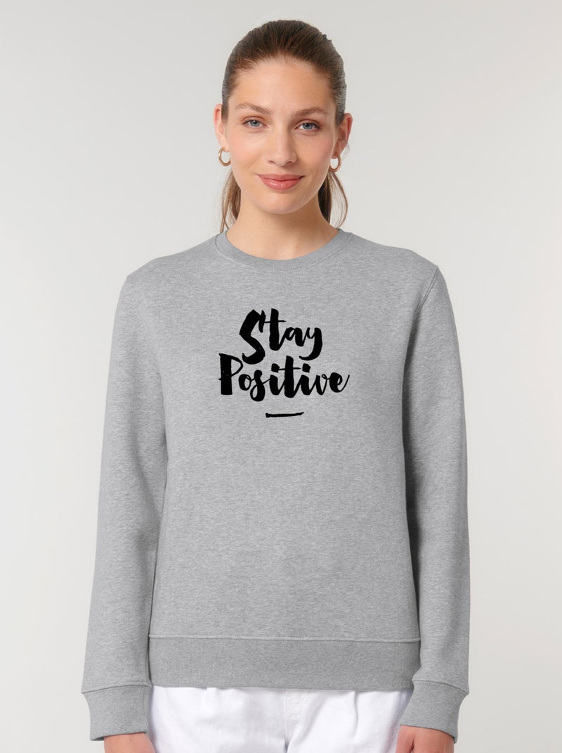 Sweat Femme - STAY POSITIVE Gris chiné - Kiabi