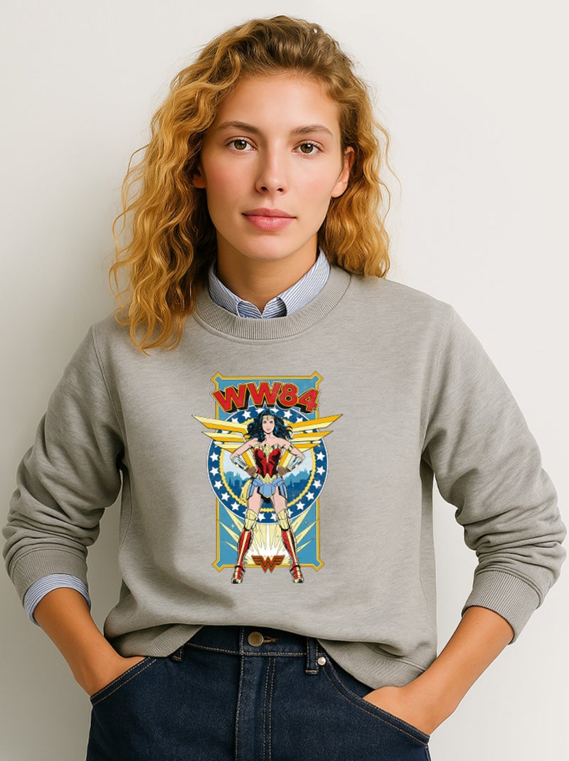 Sweat Femme - WONDER WOMAN 84 Gris chiné - Kiabi