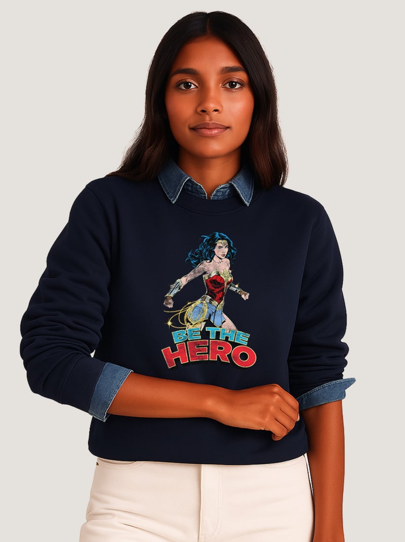 Sweat Femme - WONDER WOMAN BE THE HERO 2 Bleu marine - Kiabi