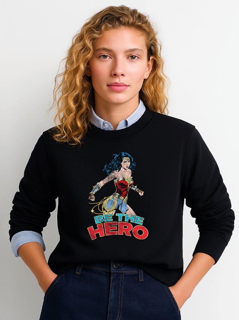 Sweat Femme - WONDER WOMAN BE THE HERO 2 Noir - Kiabi