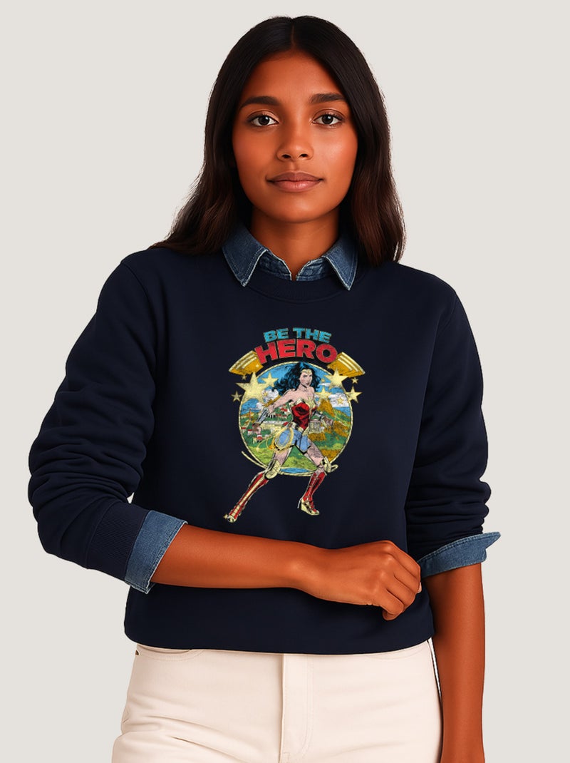 Sweat Femme - WONDER WOMAN BE THE HERO Bleu marine - Kiabi