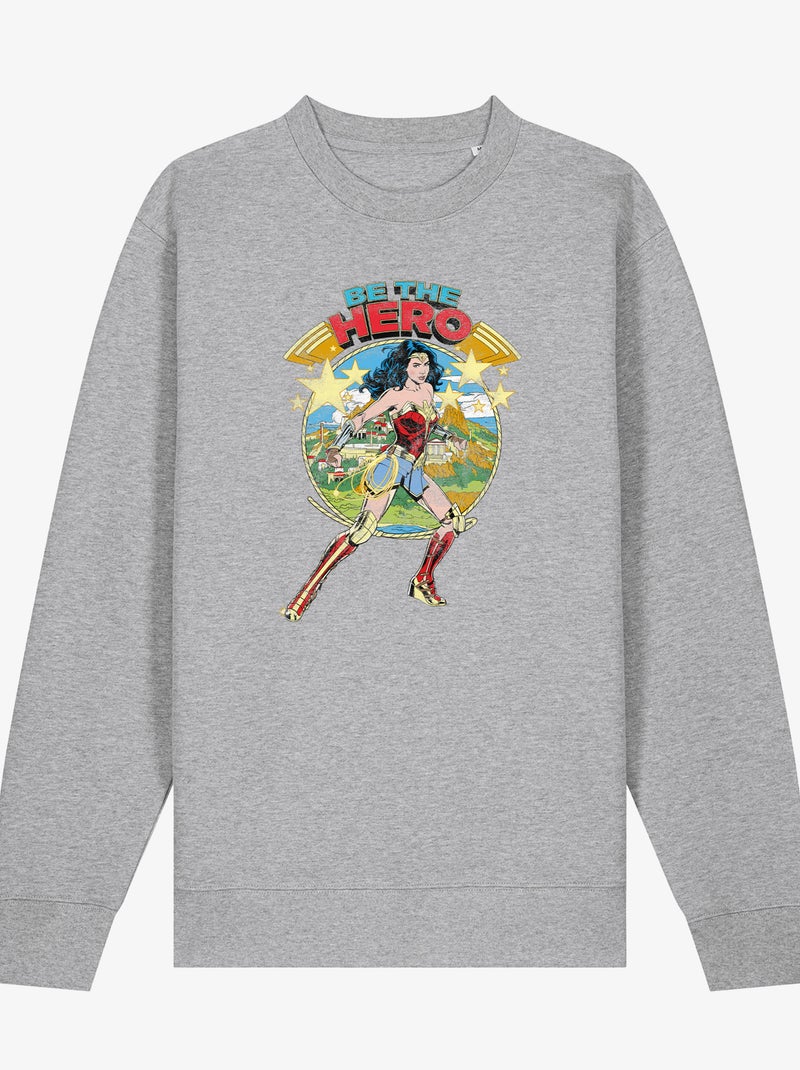 Sweat Femme - WONDER WOMAN BE THE HERO Gris chiné - Kiabi