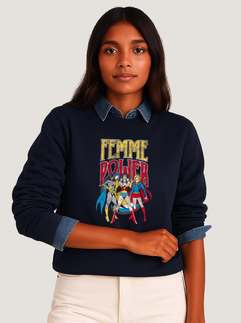 Sweat Femme - WONDER WOMAN FEMME POWER Bleu marine - Kiabi