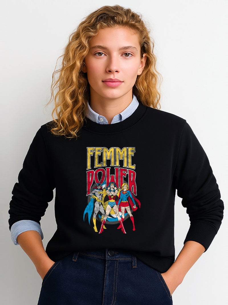 Sweat Femme - WONDER WOMAN FEMME POWER Noir - Kiabi