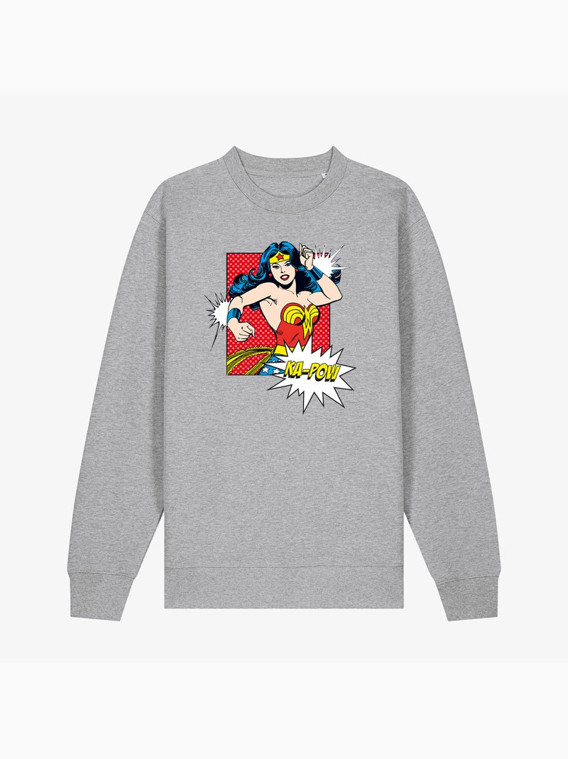 Sweat Femme - WONDER WOMAN KA POW Gris chiné - Kiabi