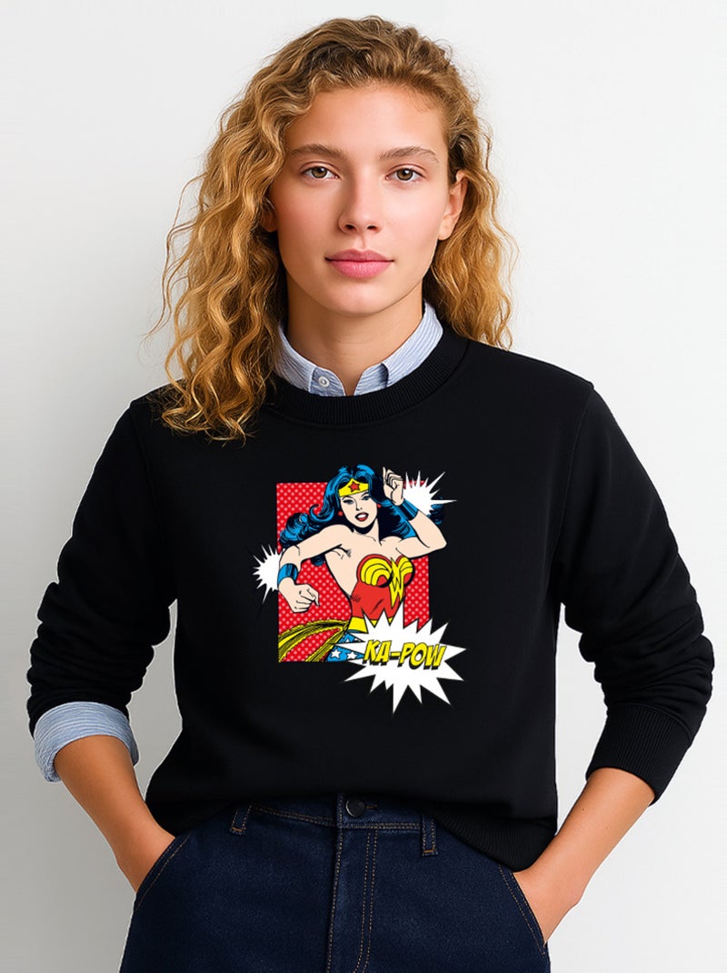 Sweat Femme - WONDER WOMAN KA POW Noir - Kiabi