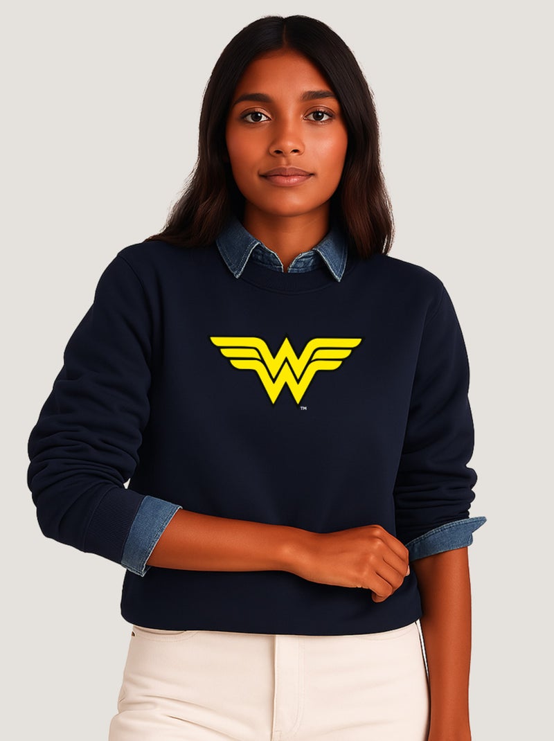 Sweat Femme - WONDER WOMAN LOGO Bleu marine - Kiabi
