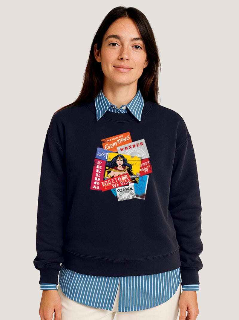 Sweat Femme - WONDER WOMAN TOGETHER WE RISE Bleu marine - Kiabi