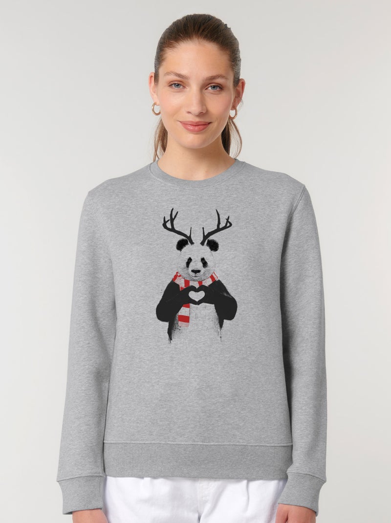 Sweat Femme - XMAS PANDA Gris chiné - Kiabi