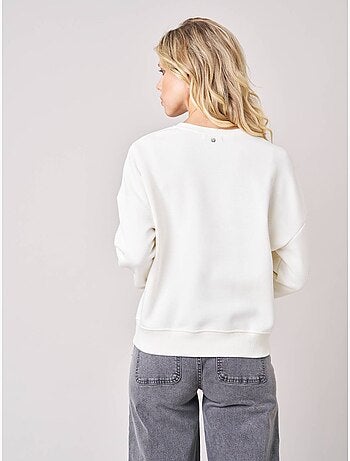 Sweat femme broderie effet feuillage 'deeluxe'