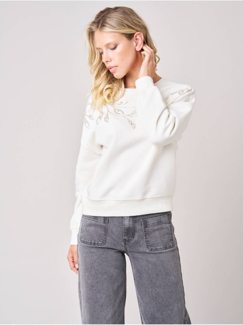 Sweat femme broderie effet feuillage 'deeluxe' - Kiabi Sweat femme broderie effet feuillage 'deeluxe' - Kiabi