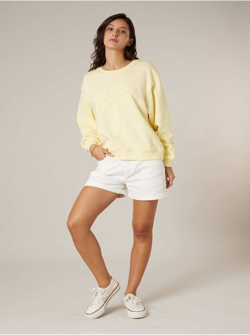 Sweat femme en 100% coton 'Deeluxe' Jaune clair - Kiabi