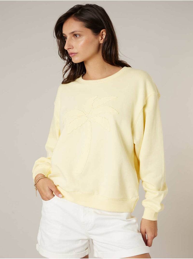 Sweat femme en 100% coton 'Deeluxe' Jaune clair - Kiabi