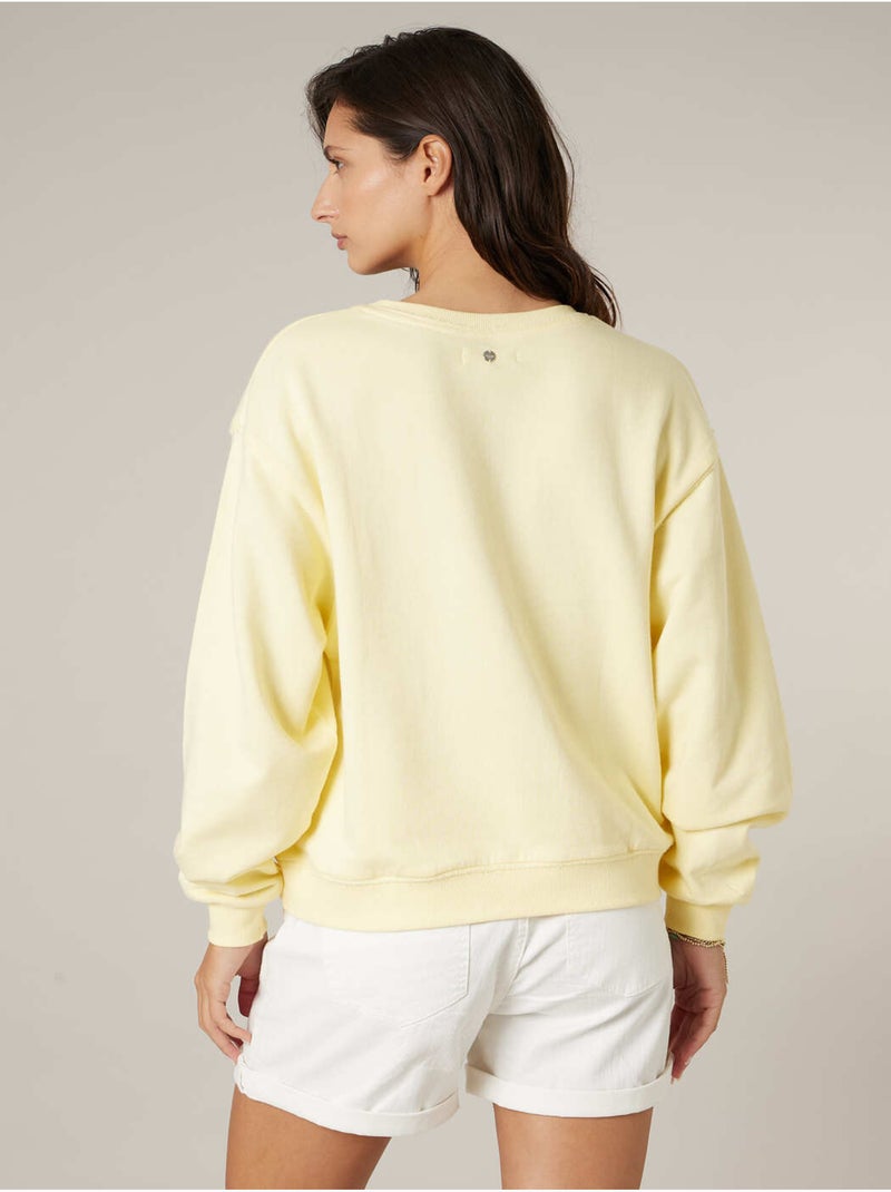Sweat femme en 100% coton 'Deeluxe' Jaune clair - Kiabi