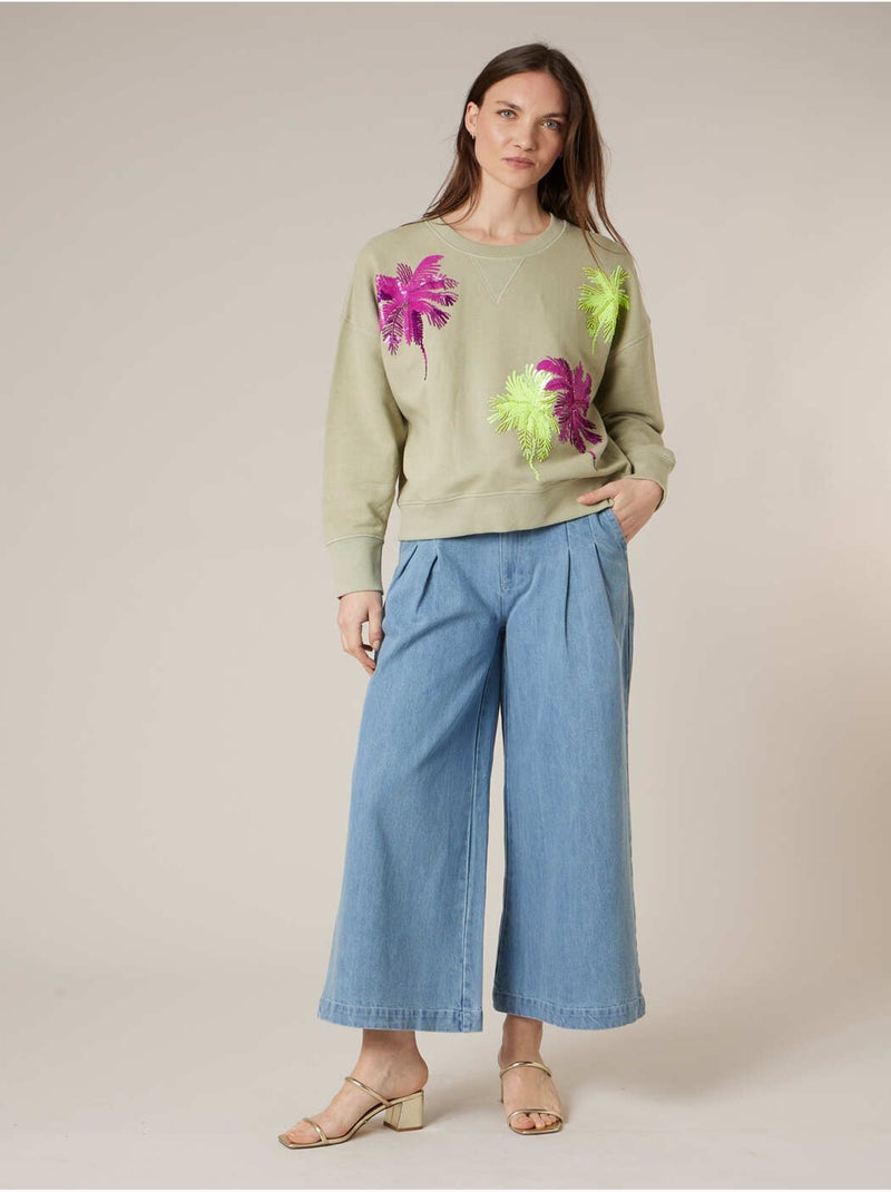 Sweat femme en 100% coton 'Deeluxe' Vert tilleul - Kiabi