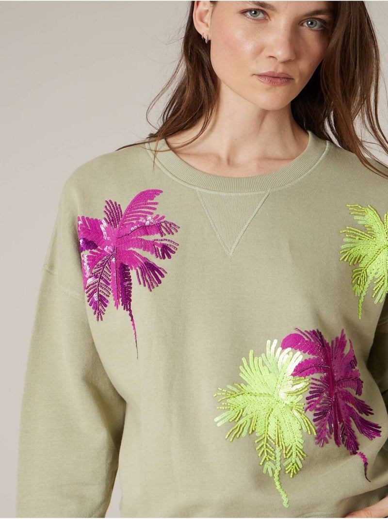 Sweat femme en 100% coton 'Deeluxe' Vert tilleul - Kiabi
