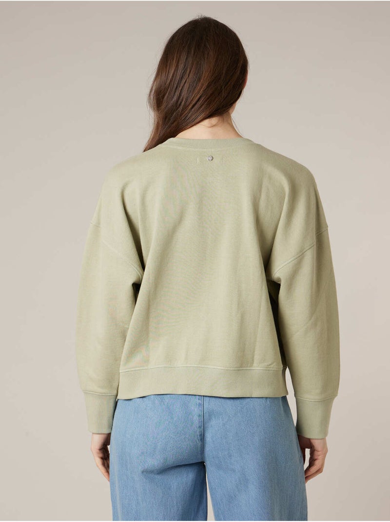 Sweat femme en 100% coton 'Deeluxe' Vert tilleul - Kiabi