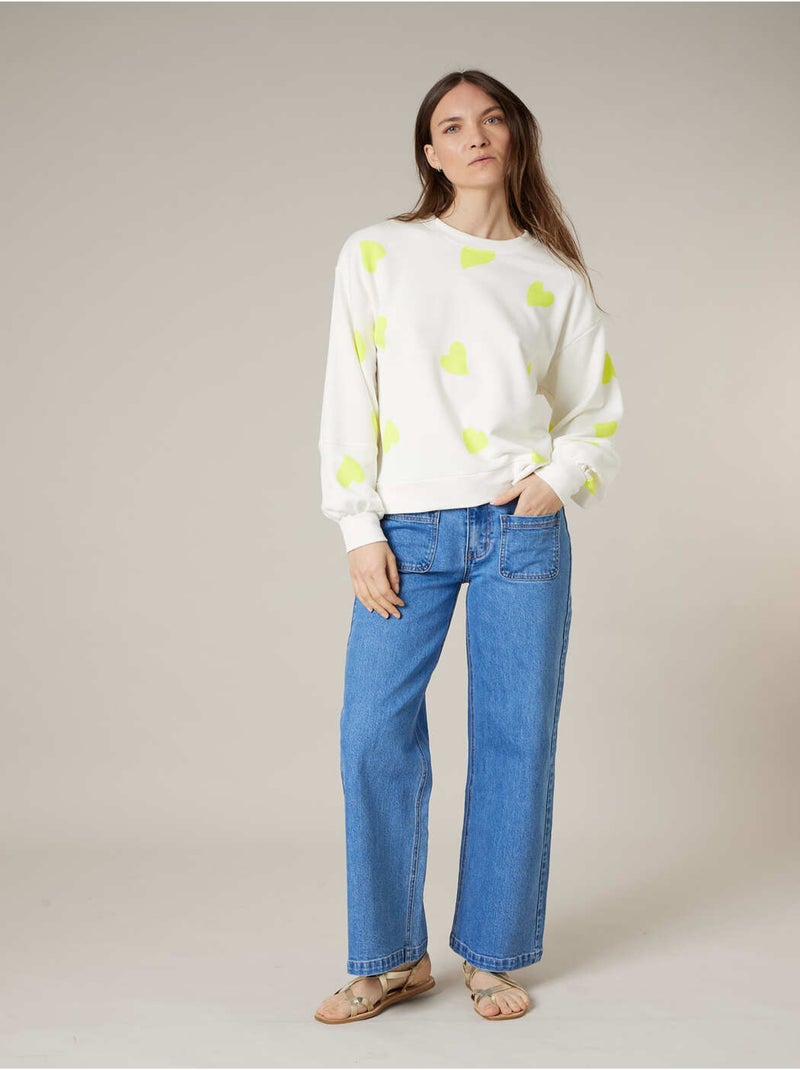 Sweat femme en coton doux 'Deeluxe' Jaune citron - Kiabi