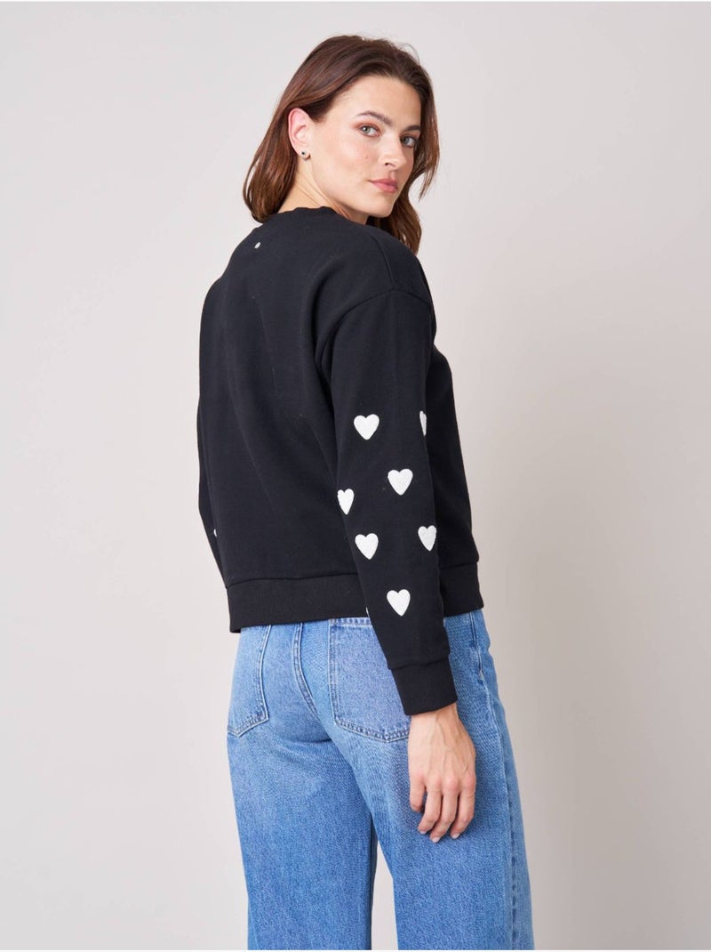 Sweat femme en coton mélangé 'deeluxe' Noir - Kiabi