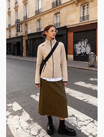 Sweat femme en maille peluche à zip tommy