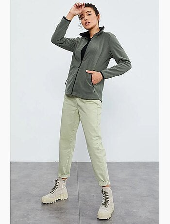 Sweat femme en maille peluche à zip tommy