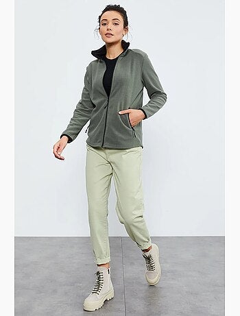 Sweat femme en maille peluche à zip tommy