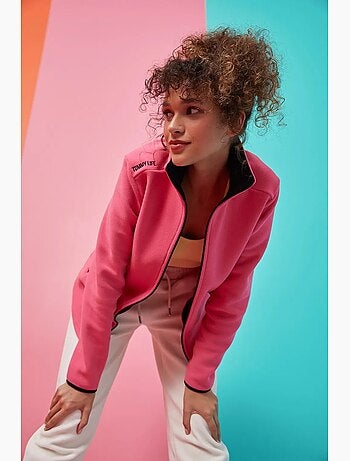 Sweat femme en maille peluche à zip tommy