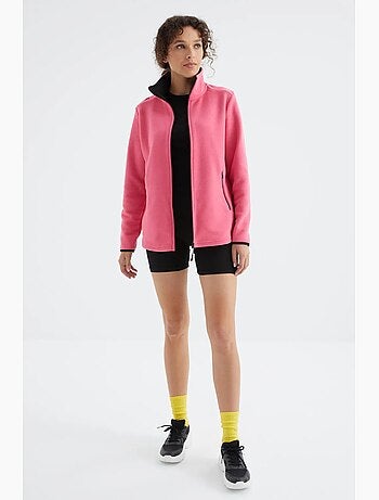 Sweat femme en maille peluche à zip tommy