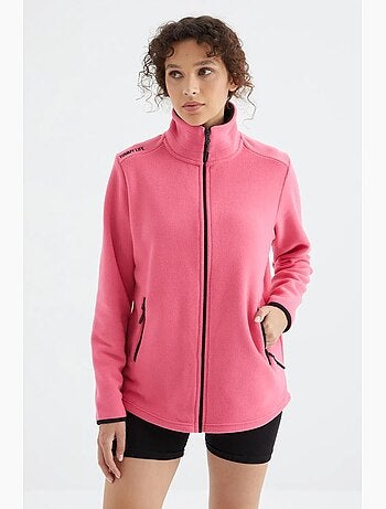 Sweat femme en maille peluche à zip tommy