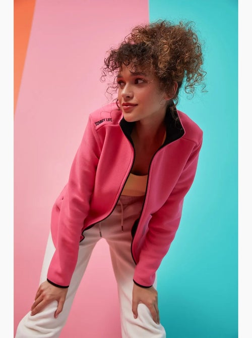 Sweat femme en maille peluche à zip tommy - Kiabi