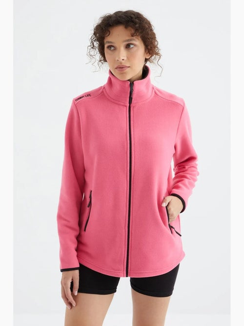 Sweat femme en maille peluche à zip tommy - Kiabi