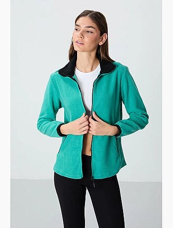 Sweat femme en maille peluche à zip tommy