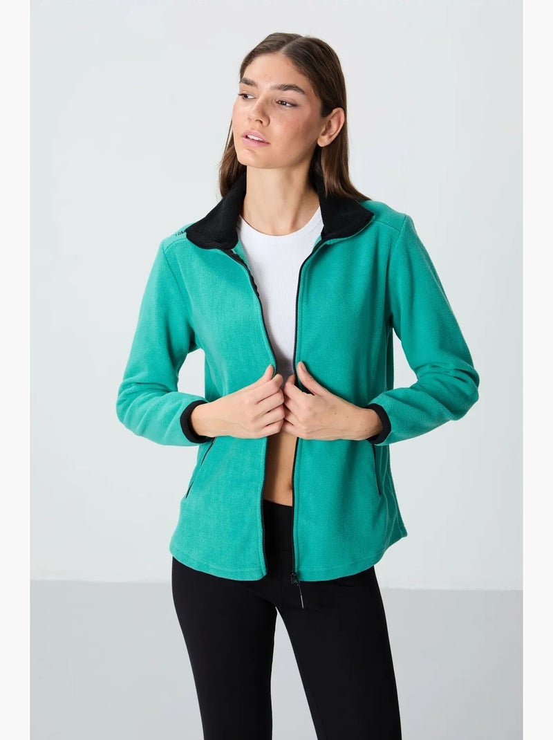 Sweat femme en maille peluche à zip tommy Turquoise - Kiabi