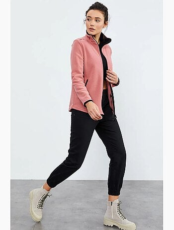 Sweat femme en maille peluche à zip tommy