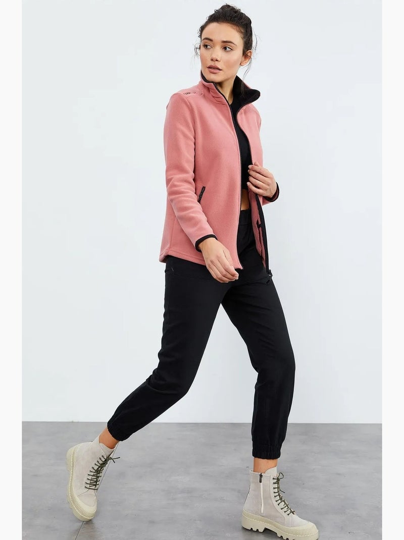 Sweat femme en maille peluche à zip tommy Vieux rose - Kiabi