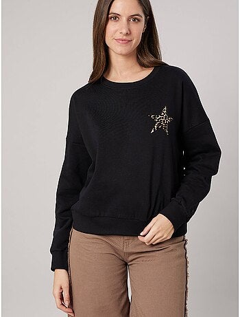 Sweat femme imprimé étoile léopard 'Deeluxe'