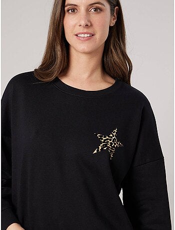 Sweat femme imprimé étoile léopard 'Deeluxe'