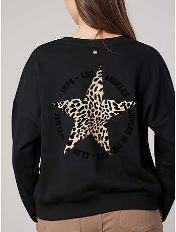 Sweat femme imprimé étoile léopard 'Deeluxe'