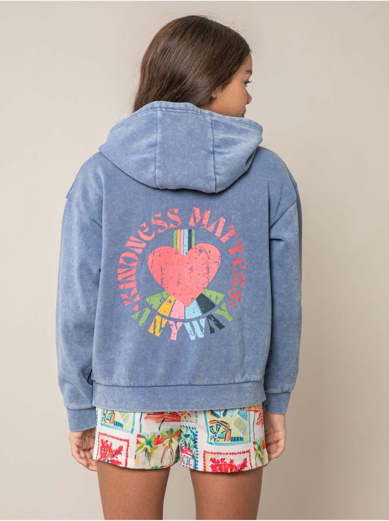 Sweat fille en coton 'Deeluxe' Bleu - Kiabi