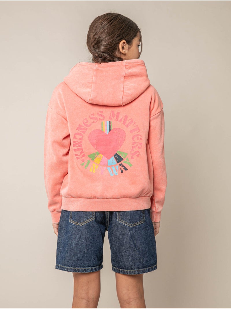 Sweat fille en coton 'Deeluxe' Orange mandarine - Kiabi