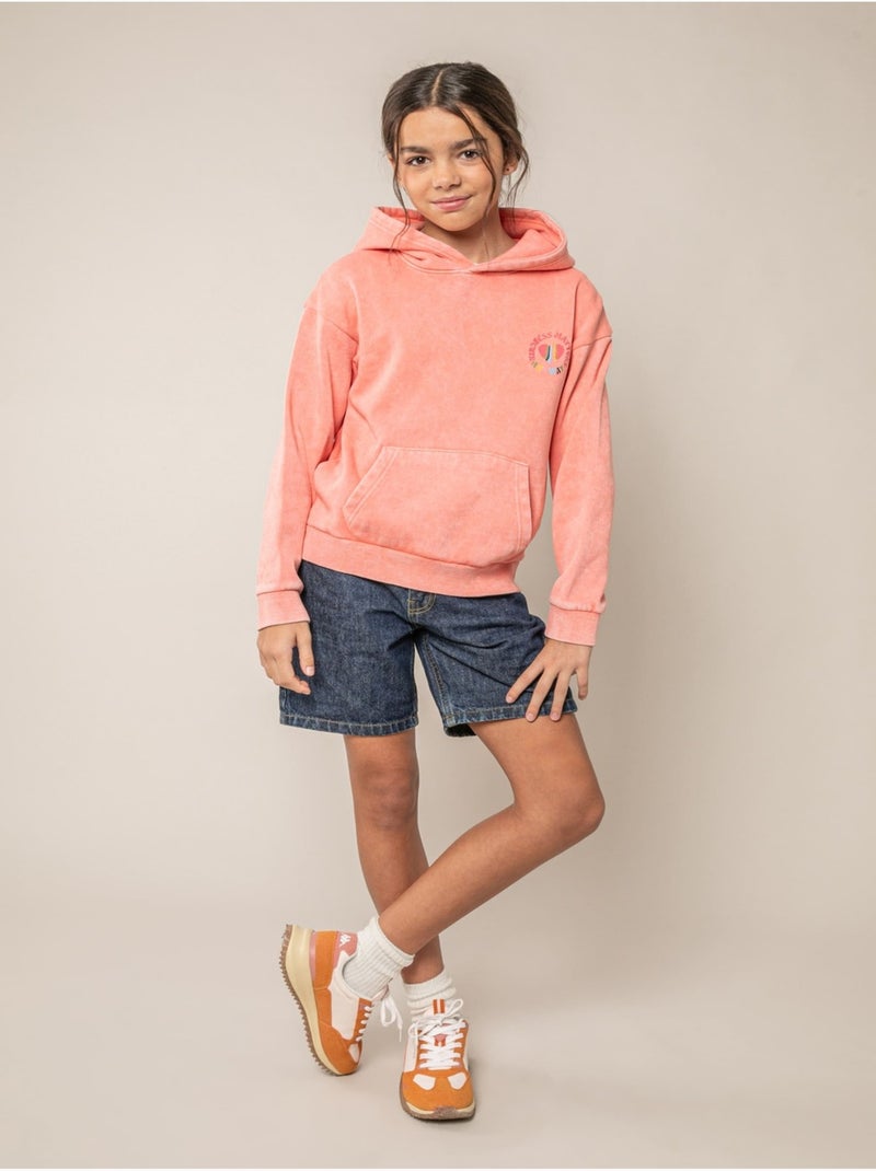 Sweat fille en coton 'Deeluxe' Orange mandarine - Kiabi