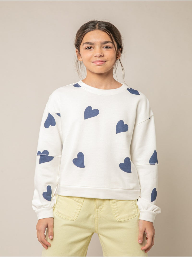 Sweat fille en coton doux 'Deeluxe' Bleu marine - Kiabi