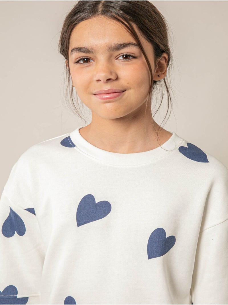 Sweat fille en coton doux 'Deeluxe' Bleu marine - Kiabi