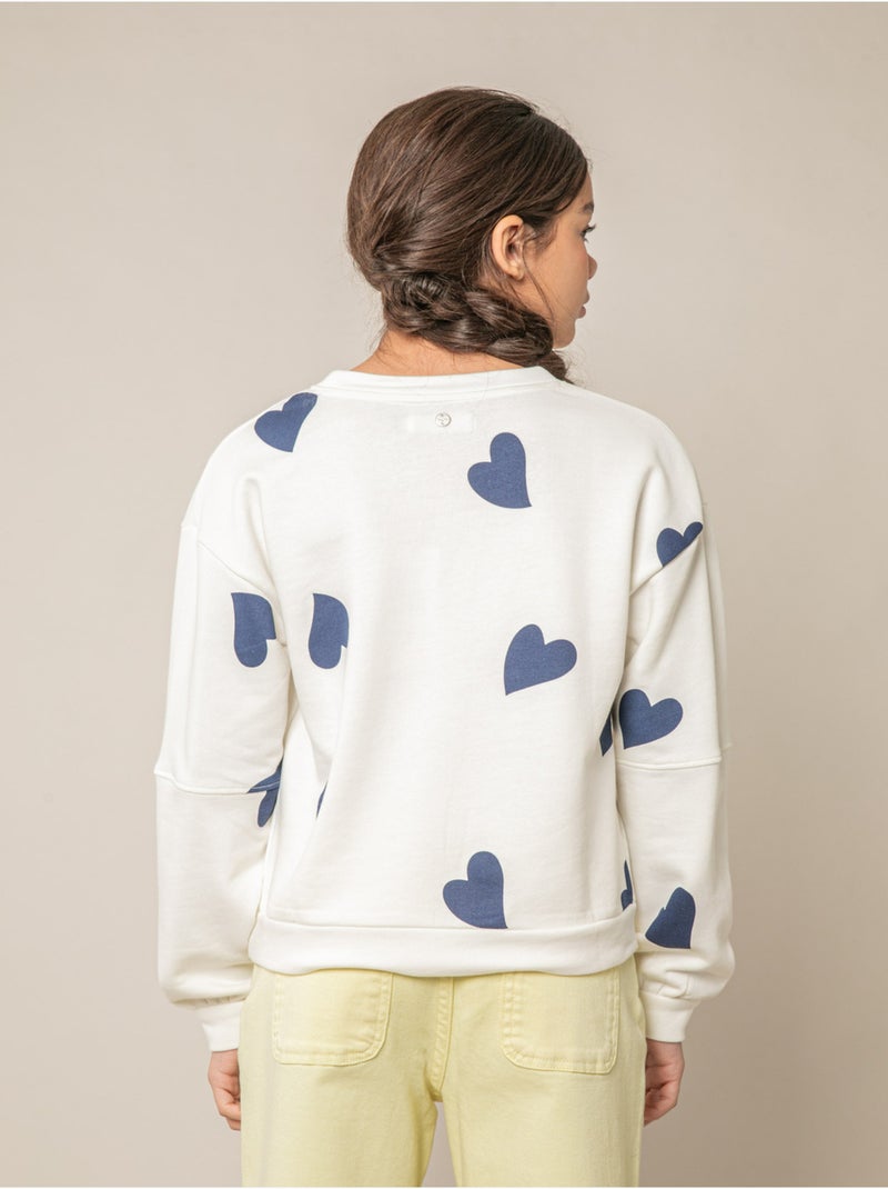 Sweat fille en coton doux 'Deeluxe' Bleu marine - Kiabi