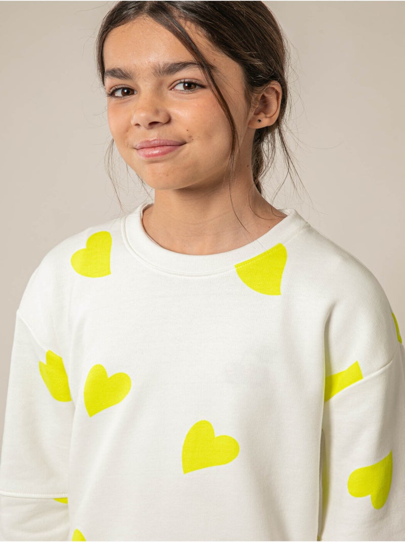 Sweat fille en coton doux 'Deeluxe' Jaune citron - Kiabi