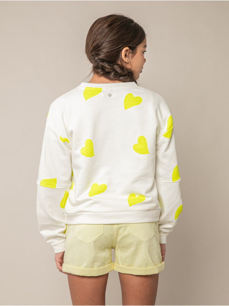 Sweat fille en coton doux 'Deeluxe' Jaune citron - Kiabi