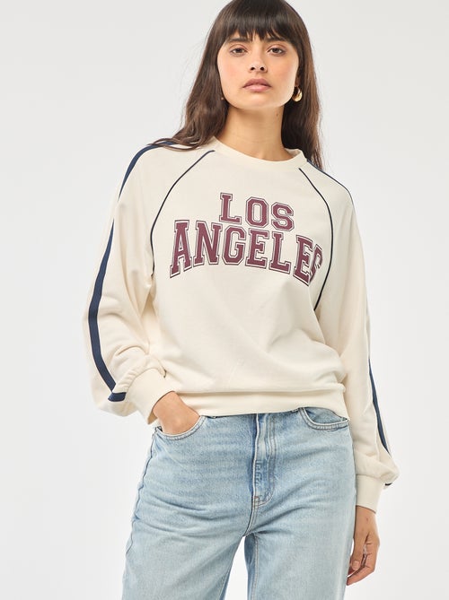 Sweat french terry avec bandes contrastées - Kiabi