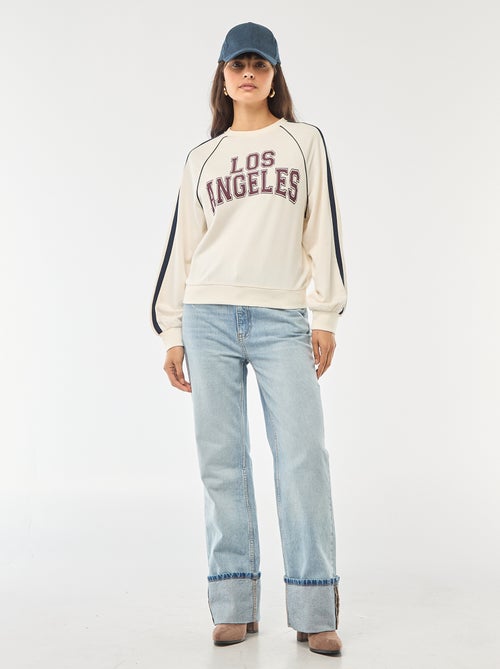 Sweat french terry avec bandes contrastées - Kiabi