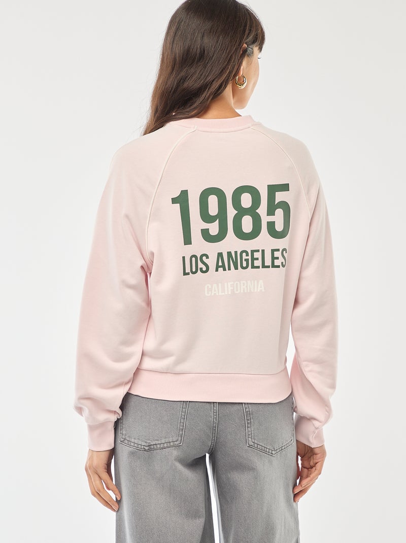 Sweat french terry avec bandes contrastées Rose - Kiabi