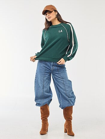 Sweat french terry avec bandes contrastées